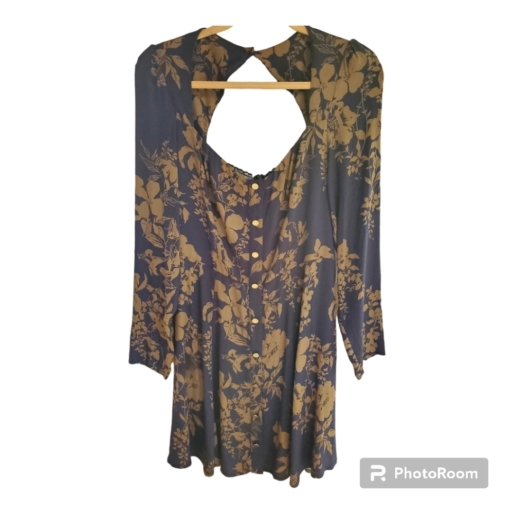 Reformation Mini dress black leith gold flowers 12 NWT